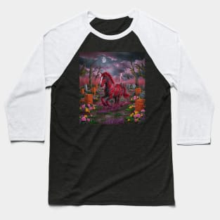 AI generated red striped horse in graveyard Baseball T-Shirt